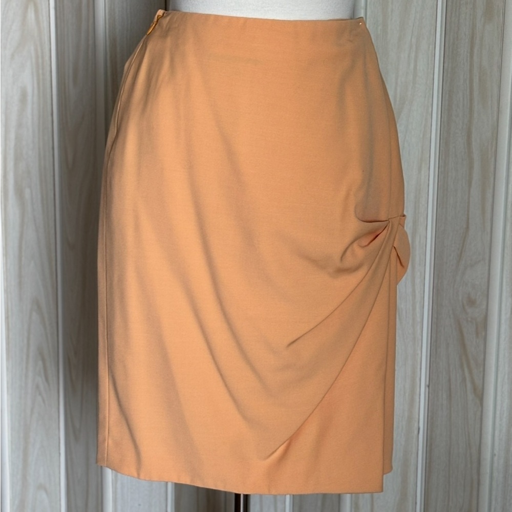 Versace Yellow Pencil Skirt Ruched Cocktail
